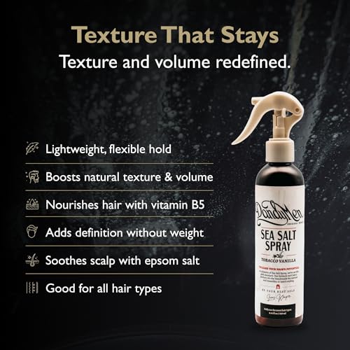 Sea Salt Spray – Lightweight Texture, Volume, and Flexible Hold with Epsom Salt & Pro-Vitamin B5 (8.45 oz, Tobacco Vanilla)