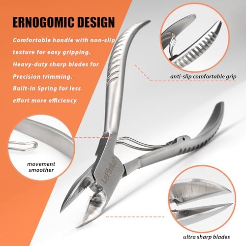Heavy Duty Podiatrist Toenail Clippers for Thick and Ingrown Nails, Hand Forged Stainless Steel Toe Nail Clippers for Men Women Seniors