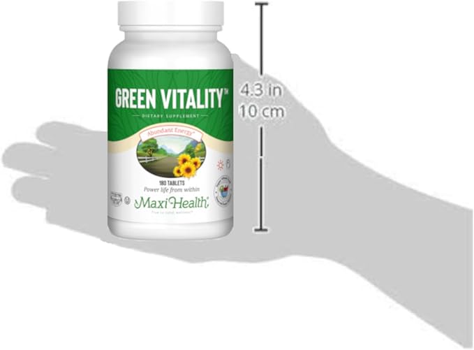 Maxi Health Green Vitality - Green Superfood - Energy and Mood Formula - 180 Tablets - Kosher