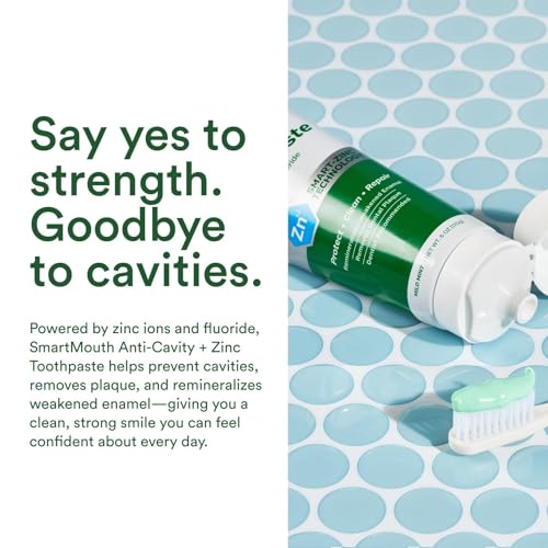 SmartMouth Premium Zinc Ion Toothpaste - Whitening - with Fluoride - Refreshing, Anti-Cavity Toothpaste for Adults - Strengthens Enamel - Mild Mint Flavor, 6 oz (2 Pack)