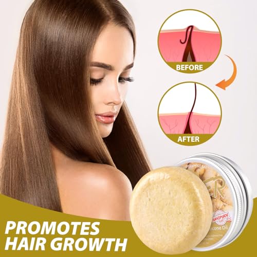 Starhig Ginger Hair Regrowth Shampoo Bar, 3 Pcs, Natural Organic, Promotes Growth, Repairs Damaged Hair, Suitable for All Hair Types