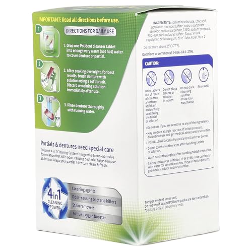 Polident Overnight Whitening Triple Mint Freshness Denture Cleaner Tablets - 84 CT