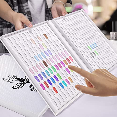 Noverlife Professional 216 Nail Colors Chart, White Nail Gel Polish Display Card Book, Nail Art Salon Nail Design Display Booklet, Nail Color Swatches Nail Practice Card Design Board