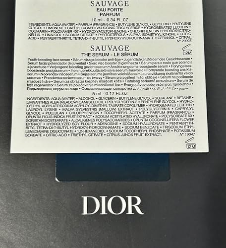 Dior SAUVAGE EAU FORTE Parfum MEN MINI Sample Perfume and Serum Gift set