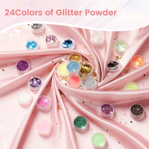 Nail Kit for Beginners with Everything: Professional Nail Acrylic Powder Liquid Set with Practice Hand Drill U V Light in Cosmetic Bag for Women Salon Home (Pink)