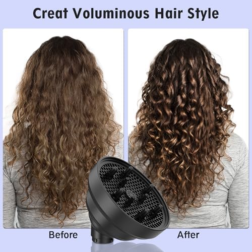 KingKam Upgraded Diffuser Attachment for Dyson Airwrap, Collapsible Foldable Hair Diffuser Nozzle for Airwrap, Converts for Dyson Airwrap to Hair Dryer, Travel and Portable - Black