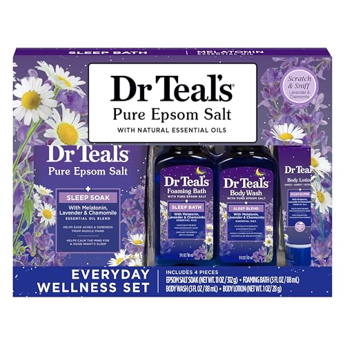 Dr Teal's Sleep Bath Gift Set, Melatonin & Essential Oil Blend, 4 Piece