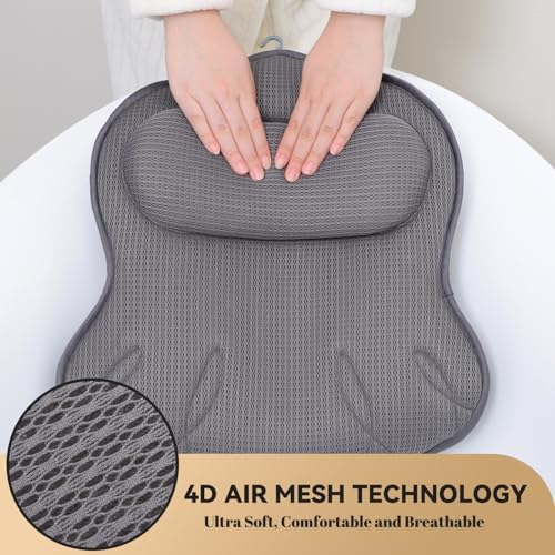 Extra Thick Bath Pillows for Tub-Luxury Bathtub Pillow for Head Neck and Back Support, Soft 4D Air Mesh Bath Pillow with Strong Suction Cups, Relaxing Bath Accessories Spa Gifts for Women