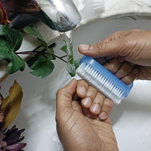 Coralpearl Nail Brushes X 2 for Cleaning Hand Finger Foot Toe with Cuticle Remover, Small Scrubber Cleaner with Handle, Soft Scrub Set for Fingernail Manicure, Toenail Pedicure, Gardener, Mechanic