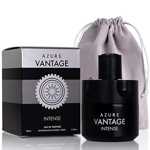 NovoGlow Azure Vantage Intense Eau De Parfum Spray - Long Lasting Warm & Masculine Fragrance - 100ml - Includes Carrying Pouch - Gift for All Men & Occasions
