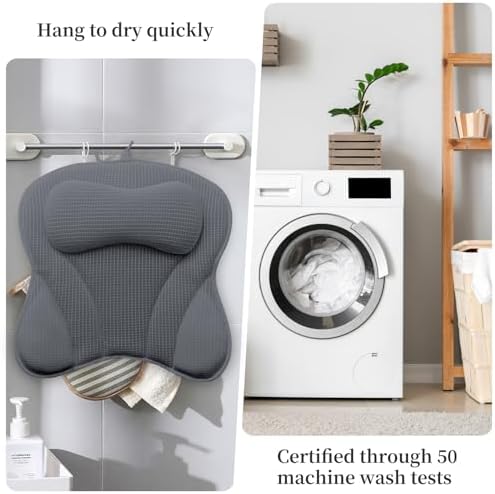 Bath Pillows for Head and Neck Support, Soft 5D Air Mesh Bath Tub Pillow with 6 Non Slip Suction Cups, Luxury Bathtub Pillows, Bathtub Accessories for Women and Men