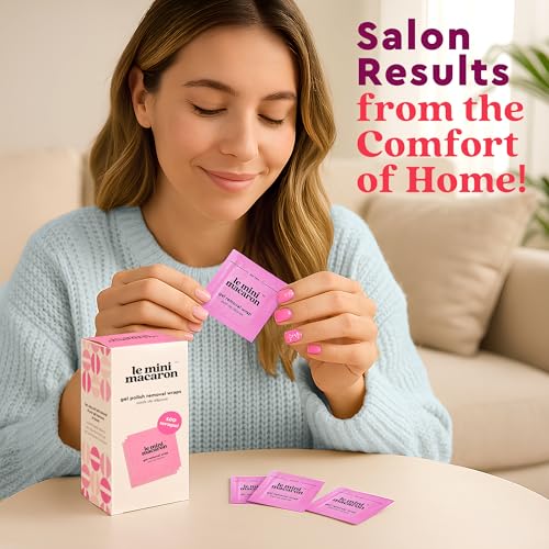 Le Mini Macaron Gel Nail Polish Remover Wraps | Easy, At-Home Soak Off Pads, Gel Polish Remover for Nails | Shellac Removal | Vegan, Cruelty-Free, 9-Free Formula - 100 Wraps