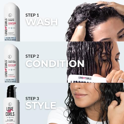 Love Ur Curls Fragrance Free Shampoo and Conditioner Set with All in One Curl Cream Styler for Curly Hair, 3 Step System to Repair, 200 mL