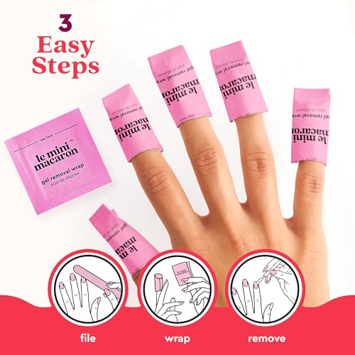 Le Mini Macaron Gel Nail Polish Remover Wraps | Easy, At-Home Soak Off Pads, Gel Polish Remover for Nails | Shellac Removal | Vegan, Cruelty-Free, 9-Free Formula - 100 Wraps