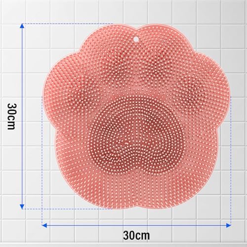 Shower Foot Scrubber Mat with Non-Slip Suction Cups, Shower Foot and Back Scrubber Mat, Upgrade Wall Mounted Foot Back Cleaning Pad Back Washer, Exfoliating Bath Wash Silicone Pad (Grey)