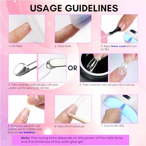 Makartt Solid Nail Glue Gel: Nail Glue for Press on Nails 2pcs, Clear Solid Gel Nail Glue for Nail Tips Strong Fake Nail Bonding Gel Glue for Acrylic Nails Non-Stick Hands Hard Gel for Nail Art 15ml*2