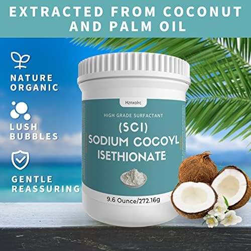 9.6 oz Sodium Cocoyl Isethionate, Premium Sodium Cocoyl Isethionate (SCI) Powder, Amazing Bubbles, Gentle on Skin, Biodegradable, Suitable for Making Bath Bombs, Bath Truffles and More