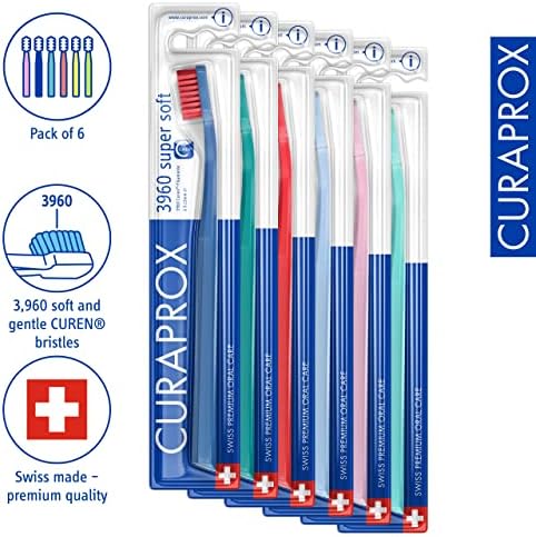 Curaprox Sensitive Supersoft Toothbrush CS 3960, 6 Pack, Colors May Vary