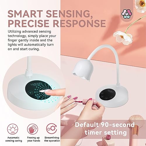 SAVILAND 30W U V Nail Lamp: Gel Nail Lamp Cordless U V Light for Gel Nails Smart Sensor LED Flash Cure Lamp lampara led para uñas Profesional Gooseneck U V Nail Light Nail Salon Home DIY Manicure