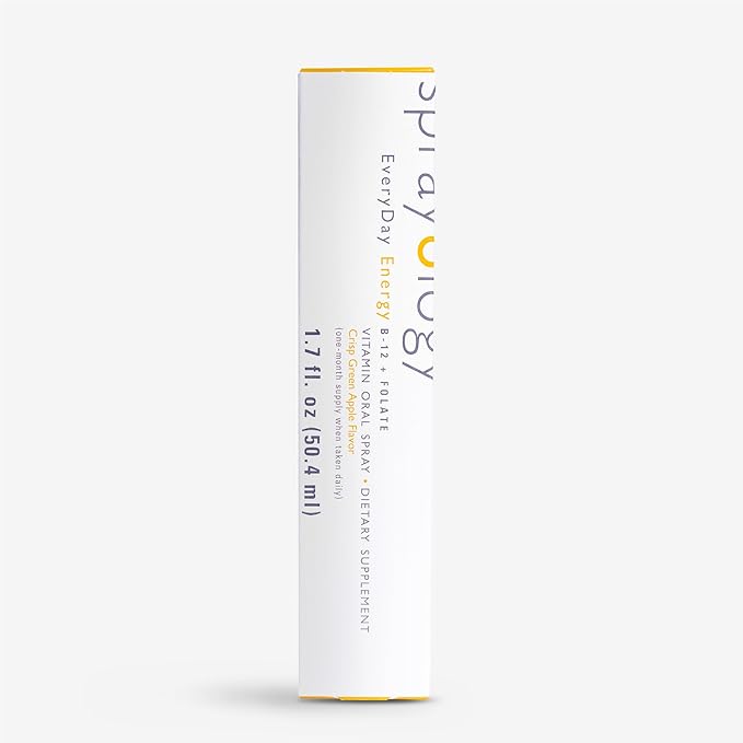 Sprayology EveryDay Energy | Vitamin B12 and Folate Supplement Spray | Vegan Oral Spray for Energy, Metabolism & Brain Support | All-Natural, Gluten-Free & Lactose-Free | 30 Day Supply (1.7 fl oz)