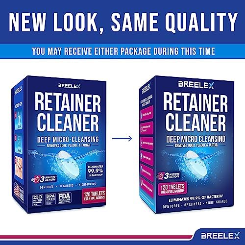 Denture Cleaning Tablets - 120 Retainer Cleaner Tablets for Aligner, Mouth & Night Guard - FSA HSA Approved Products - Dental Cleanser for Nightguard - Fresh in 3 Minute - Denture Cleaner