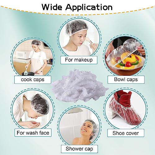 Shower Caps, 200PCS Large Thick Disposable Shower Caps, Bowl Covers, Clear Plastic Wrap for Women, Bath Caps for Hair Treatment