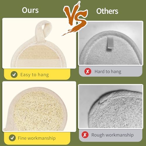 Loofah Face Scrubber Made with Natural Egyptian Shower Luffa Sponge(6Pack),Exfoliating Facial Scrub Pads Facial Sponge for Women