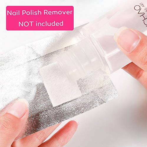 MIILYE Nail Polish Remover Foil Wraps for Acrylic/Dip Powder/UV/Gel/Polish Varnish Soak-off Removal, with Pre-attached Lint Free Pad (300x Nail Gel Polish Remover Wraps)