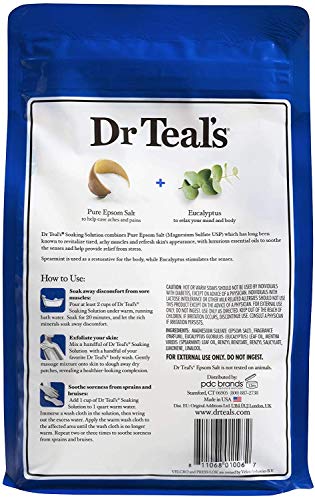 Dr Teal's Epsom Salt Bath Soaking Solution Gift Set (Eucalyptus and Lavender 2 Pack, 3lb Each) - Soothe and Sleep & Relax and Relief - Soothe Achy Muscles at Home - Pure Epsom Salts & Essential Oils