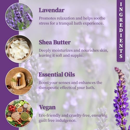 GETT Lavender Bath Bombs 4-pcs, Individually Wrapped Bath Bombs for Men & Women, Luxury Gift Set with Vegan and Essential Oils, Relaxing and Moisturizing Bubble Bath, Organic Bath Essentials for All