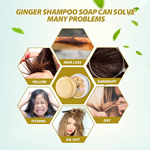 Ginger Hair Regrowth Shampoo Bar, Natural Organic Ginger Shampoo Soap for Anti Hair Loss,dandruff,itching, Promotes Hair Growth, 5 Pack (2 Fl Oz each)