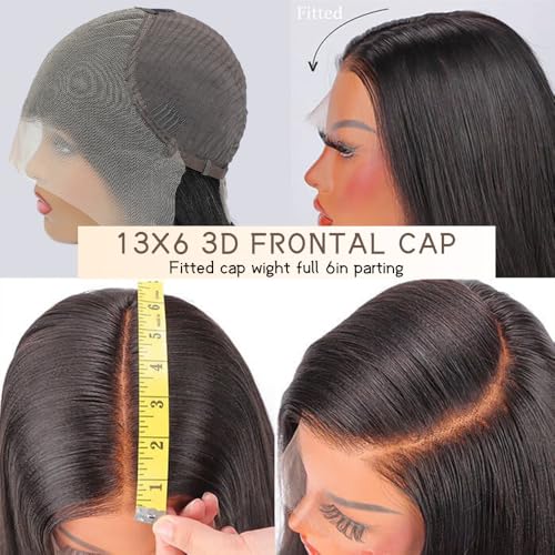 Real Human Hair wig 13x6 Lace Front Wigs Human Hair Pre Plucked 28 Inch Straight Human Hair Wig with Baby Hair 200% Density HD Lace Front Wigs Frontal Glueless Wigs for Women