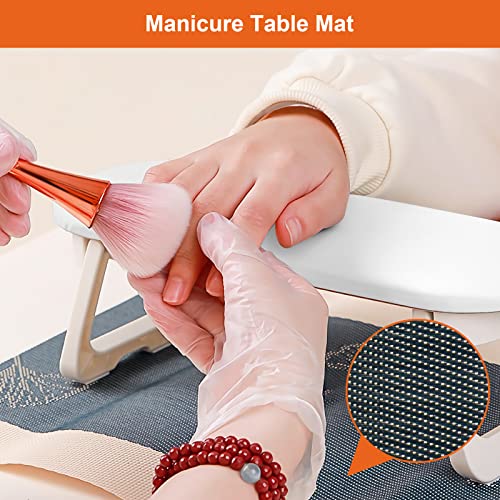 Nail Arm Rest, Foldable PU Leather Nail Hand Rest For Manicure, with Soft Nail Mat for Table, Soft Hand Rest for Acrylic Nails/Nail Hand Pillow for Manicure Salon Use-white