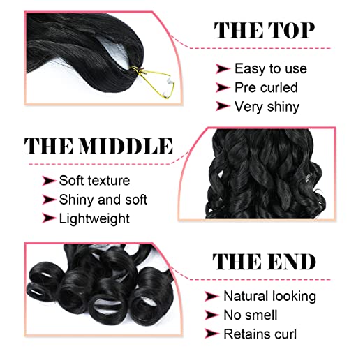 6 Packs French Curl Braiding Hair 18 Inch Loose Wave Bouncy Braiding Hair Pre Stretched 100g/pack Yaki Curly Crochet hair for Black Women Hair Extensions (1B)