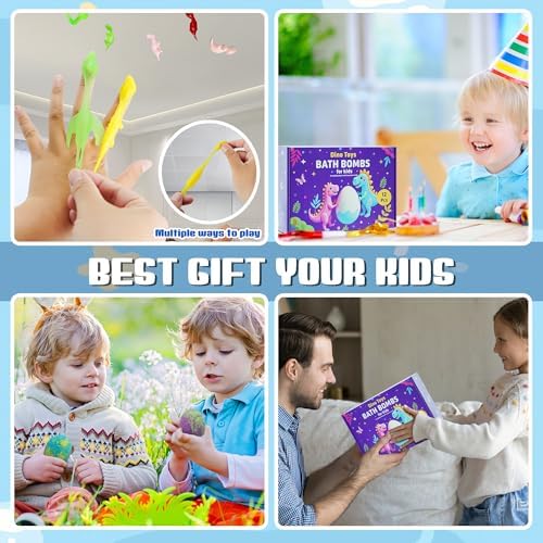 Easter Egg Bath Bombs for Kids with Surprise Inside, 12 Pack Kids Bath Bombs Gift Set for Easter Basket Stuffers, Dino Egg Bath Bomb Kit Fillers Bubble Bath Dinosaur Bath for Boys Girls Birthday