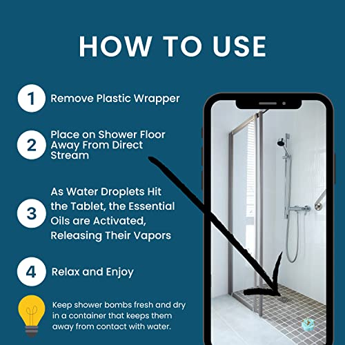 SLEEP WELL EXTRA STRENGTH Shower Bombs w/Lavender, Neroli – Sleep Support Essential Oil Blend Aromatherapy Shower Steamers | Relaxing Mother’s Day Gift Idea (No Bomb Bag Added)