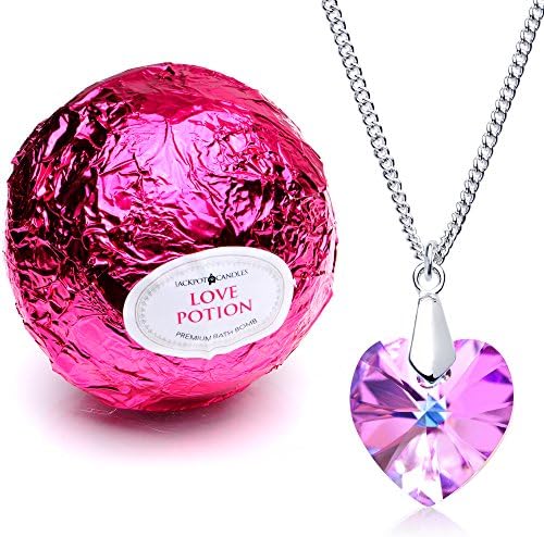 Love Potion Bath Bomb with Necklace Created with Crystal Extra Large 10 oz. Made in USA