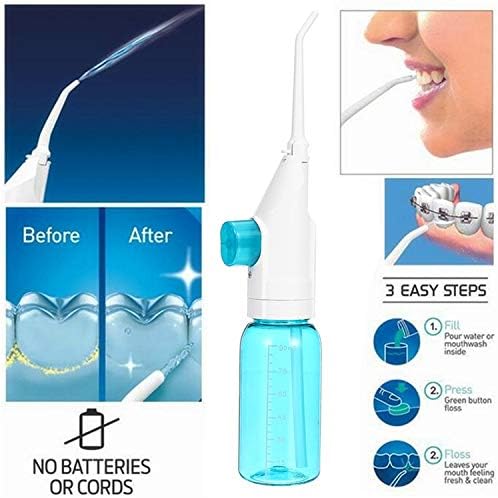 Portable Oral Irrigator Water Flosser Dental Water Toothbrush Toothpick Nasal Irrigator Implement Teeth Cleaner Oral Hygiene flossers for Home Travel with 5pcs Nozzles (Nozzle and Tongue Scraper)