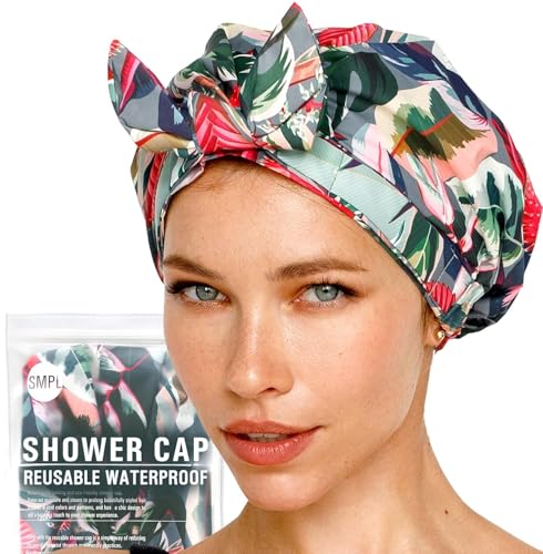 Reusable Shower Cap for Women Reusable Waterproof – Leakproof, Nonslip Hair Cap for Shower Flexiband – Soft, Breathable, Durable Mother’s Day Shower Caps by SMPL OBJECTS