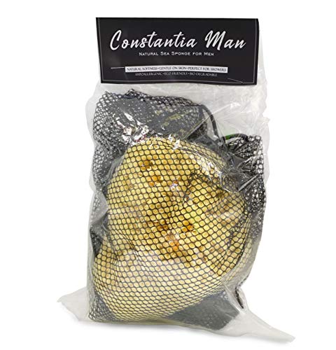 Real Sea Sponge for Men - Extra Large 6"-7", Totally Natural, Kind on Skin for an Invigorating Shower, Supplied in Breathable Mesh Bag. Great for The Gym, Grooming, Bath & Body Gift by Constantia Man