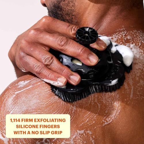 Smoosh® Body Scrubber, Blue & 2-Count Bar Soap, Cedarwood Bergamot - Silicone Body Scrubber with Embedded Bar Soap for Shower Exfoliation and Cleansing