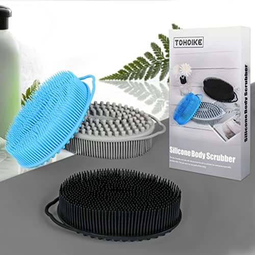 Silicone Loofah Exfoliating Silicone Body Scrubber Set of 3 Soft Body Exfoliator Bath Sponge Shower Loofah Scrubber Brush for Sensitive Kids Women Men All Kinds of Skin