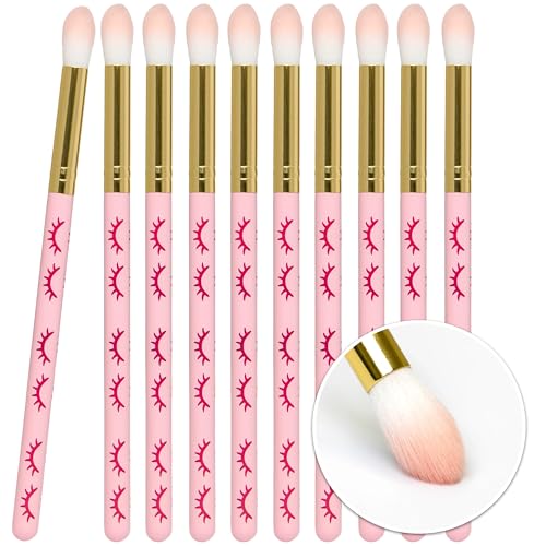 Curacoro Lash Shampoo Brushes Set, Eyelash Cleansing Brush For Cleansing Eyelash Extension, Soft and Comfortable Facial Makeup Remover Tools (Pink, Pack of 10)