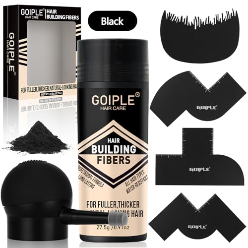 Hair Thickening Fibers&Pump Applicator Set Professional Hair Styling Set- Hair Fibers Barber Enhancement Spray for Mens Hair&Beard- Hairline Enhancer & Volumizing Spray Barber Enhancement Card (Black)