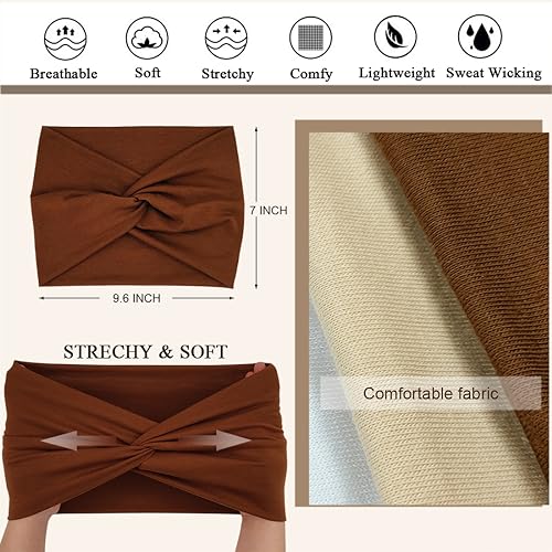 Extra Wide Headbands For Women 7'' Large Headband Twist Head Bands Women's Hair Band Stretchy Turban Styling Accessories 8 Pack