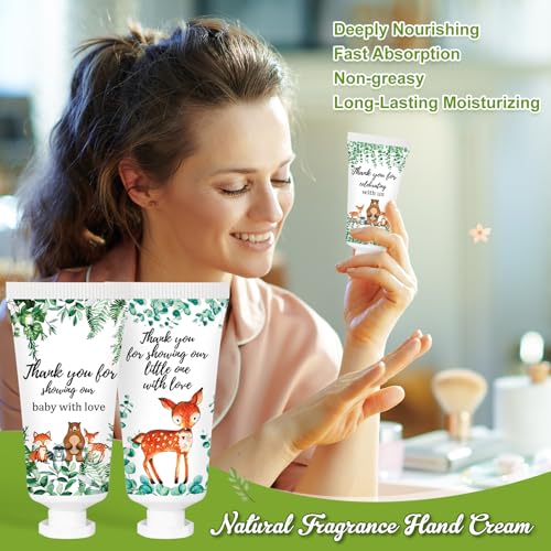50 Pcs Baby Shower Hand Cream Gifts Bulk,Woodland Baby Shower Party Favors Gifts for Guests Figure Hydrating and Soothing Hand Lotion for Wedding Thank You Favors Party Stuffers
