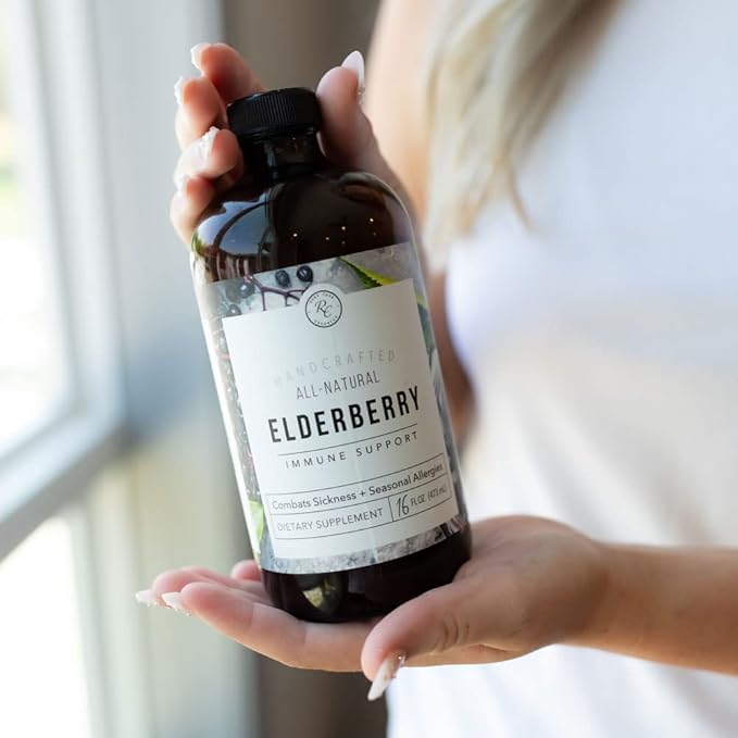 Rowe Casa Organics - Elderberry Immune Support, All Natural Elderberry Syrup with Antioxidants, Zinc and Vitamin C, for Kids and Adults (16 Fl Ounces)