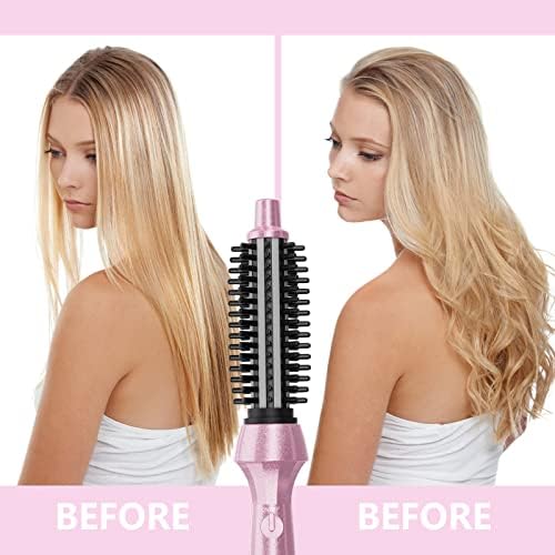 DAN Technology Curling Iron Brush, 1 inch, Ceramic, Pink, Adjustable Temperature, Dual Voltage, Fast Heating, Anti-Scald, Safety Auto Shut Off, for Curly Hair, HAIR IRON