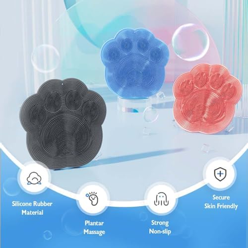 Silicone Shower Foot Scrubber Mat, 2025 New Wall Mounted Foot Back Cleaning Pad Back Washer Exfoliating Bath Wash Pad, Upgrade Shower Foot Back Scrubber Massage Pad (Blue)