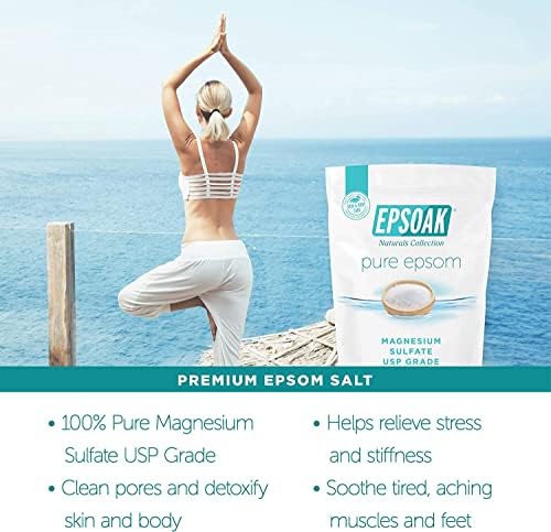 Epsoak Epsom Salt 10 lb. Magnesium Sulfate USP. (Qty. 1 x 10lb. Bags) Resealable Epsom Salt Bulk Bags Unscented, Made in The USA, Cruelty-Free Certified